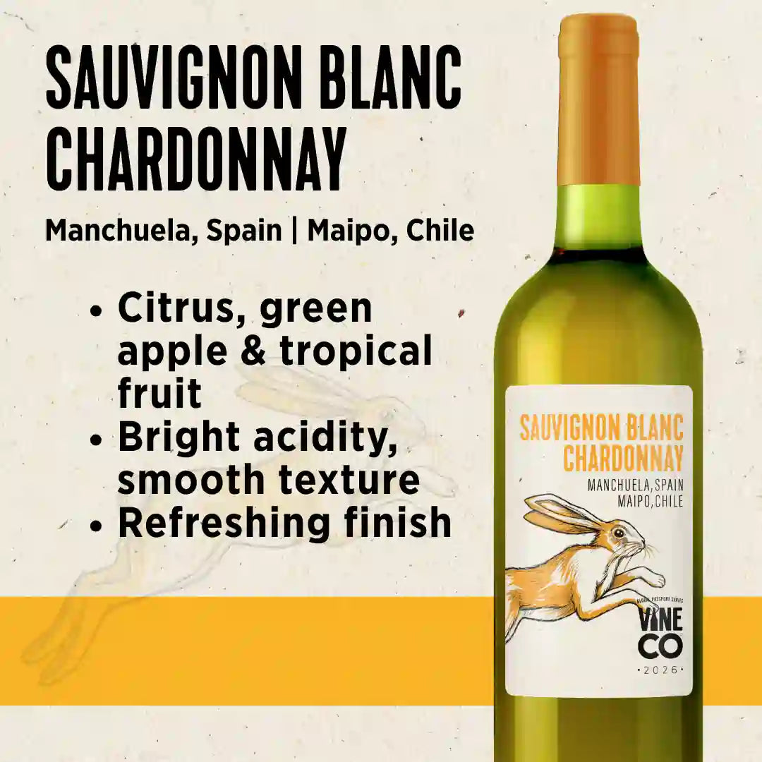 VineCo Global Passport Series - Sauvignon Blanc Chardonnay "Alto Banco" Manchuela Spain/Maipo Chile(January 2026)
